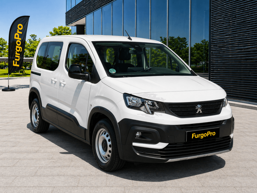 peugeot rifter 2023 segunda mano en girona vista frontal lateral con carroceria blanca y diseño profesional lista para trabajar