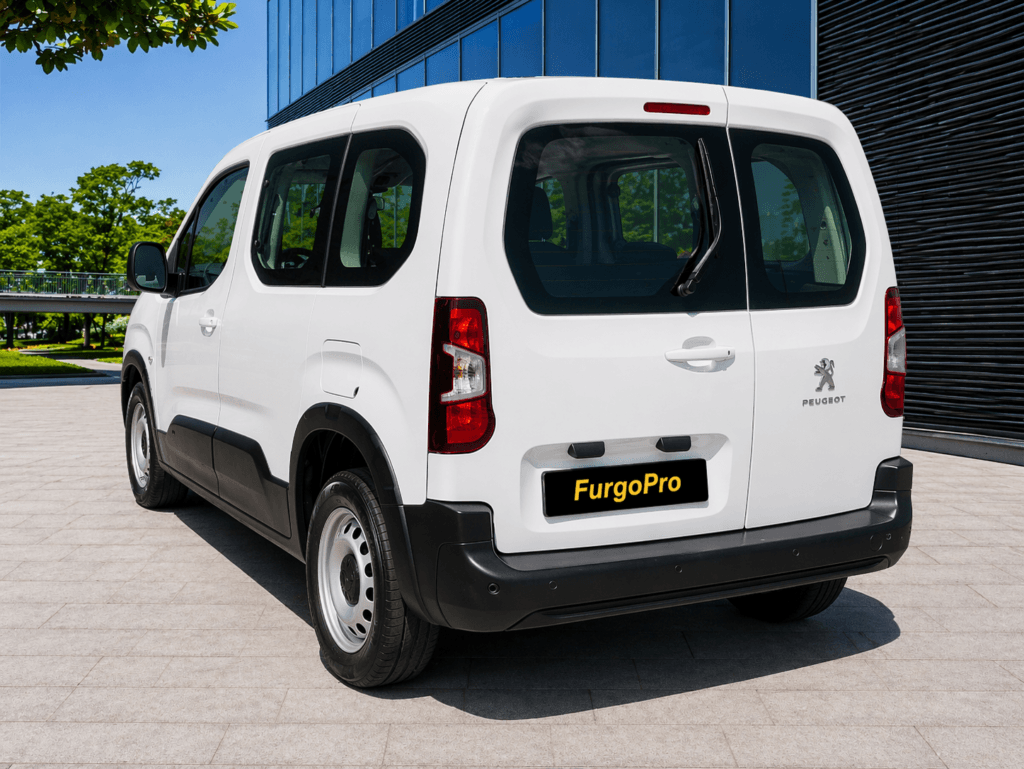 peugeot rifter 2023 segunda mano en girona vista trasera completa con doble puerta y diseño funcional ideal para carga profesional
