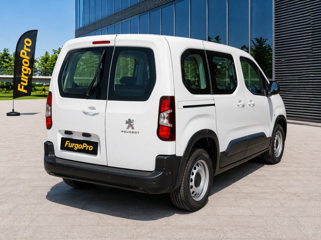 peugeot rifter 2023 segunda mano en girona vista trasera izquierda con puertas dobles y amplio espacio de carga ideal para profesionales