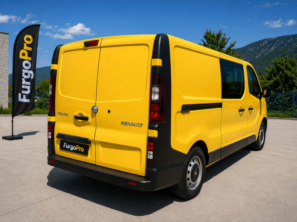 renault trafic mixta larga 6 plazas 2021 segunda mano en girona vista trasera lateral limpia sin rotulacion con gran capacidad de carga lista para trabajar