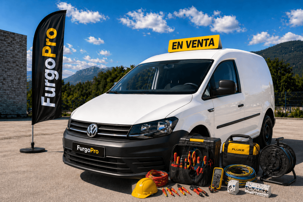 vw caddy furgón 2 plazas de segunda mano en Girona con herramientas al lado
