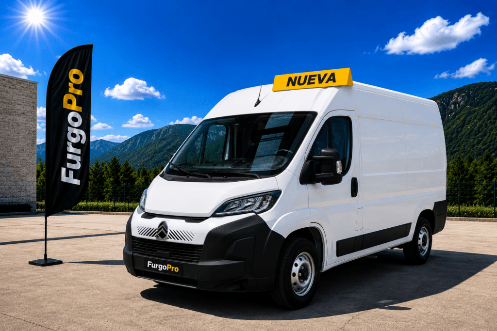Citroën Jumper L2H2 nueva para entrega en 24-48h en venta en FurgoPro, vista delantera lateral de furgón comercial blanco listo para trabajar