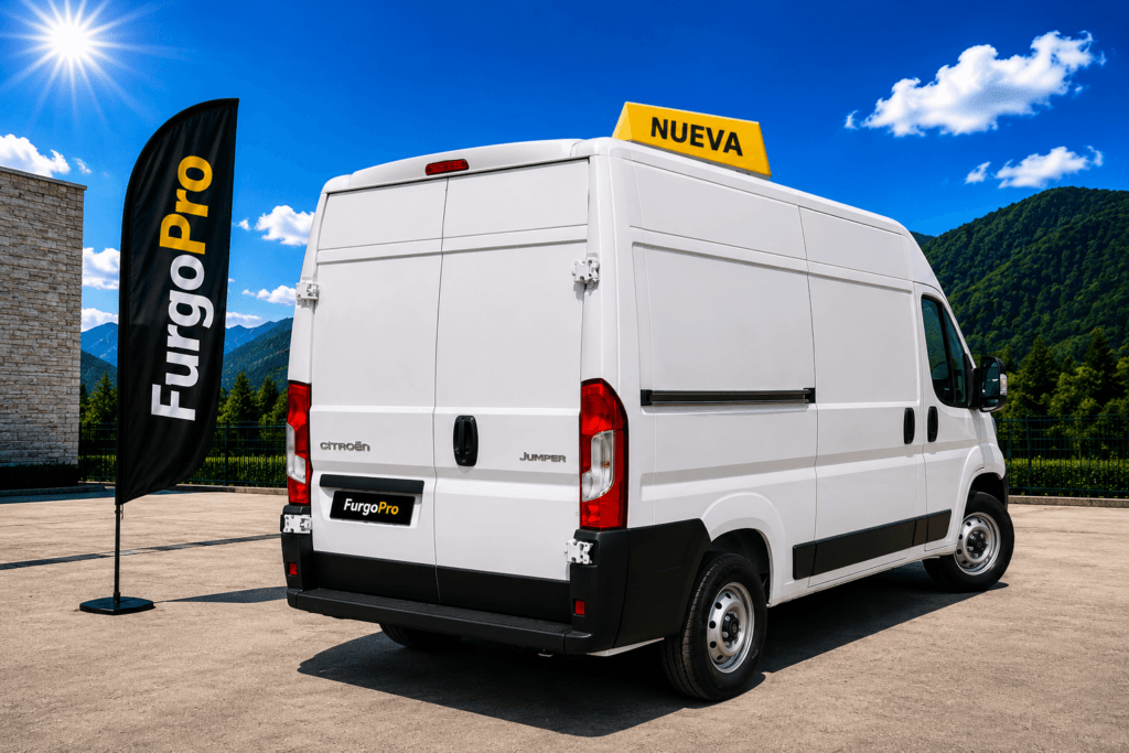 Citroën Jumper L2H2 nueva en FurgoPro vista trasera lateral derecha de furgón comercial blanco de gran capacidad