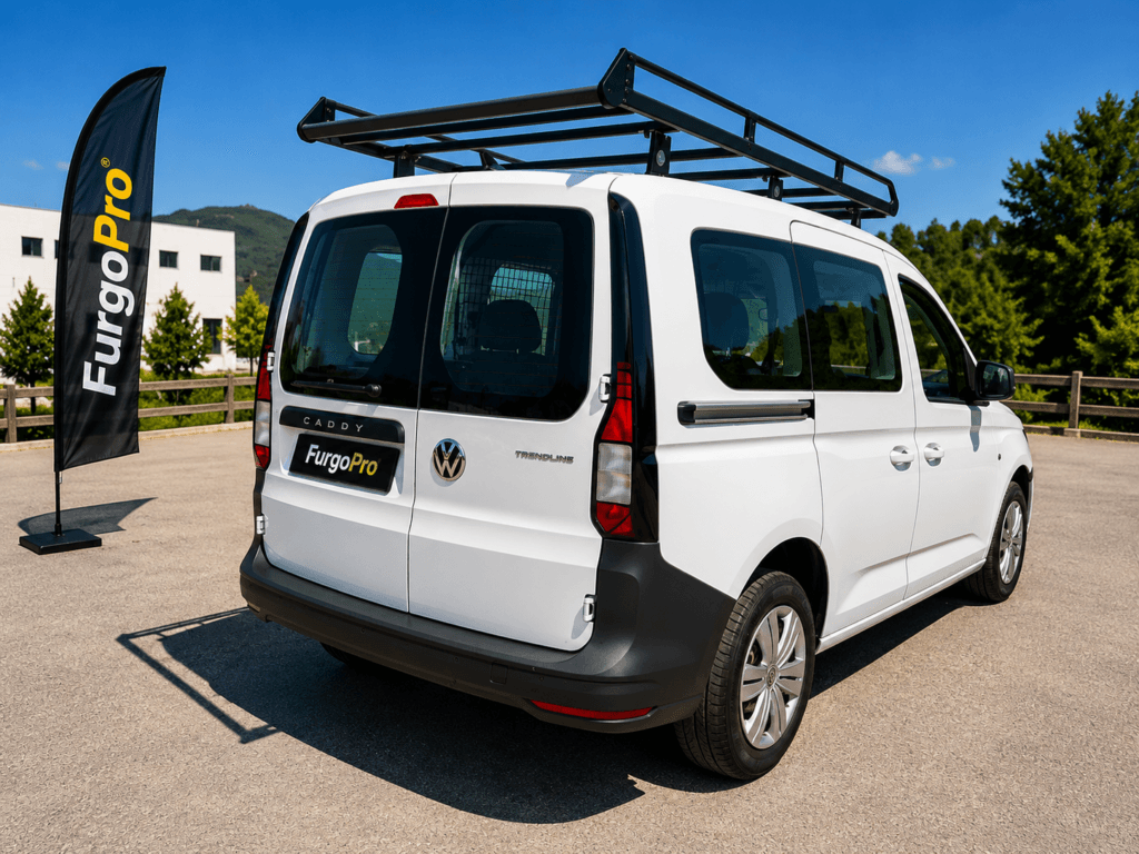 Volkswagen Caddy vista trasera matrícula y pilotos