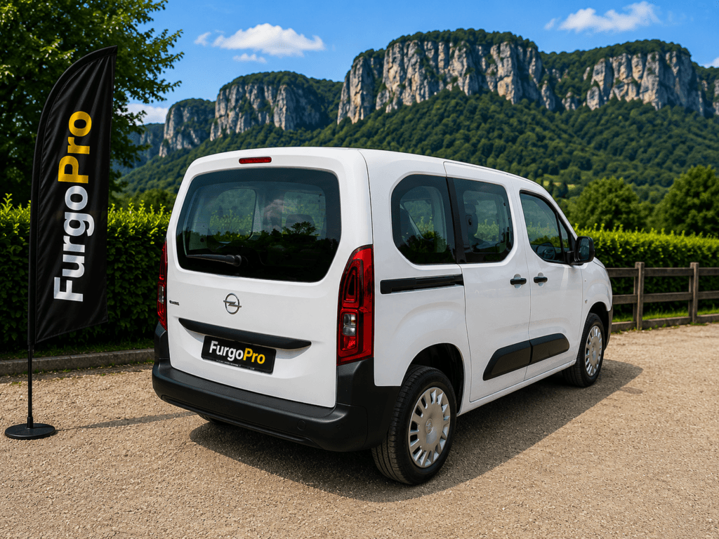 Opel Combo Cargo vista trasera pilotos furgoneta blanca 2023