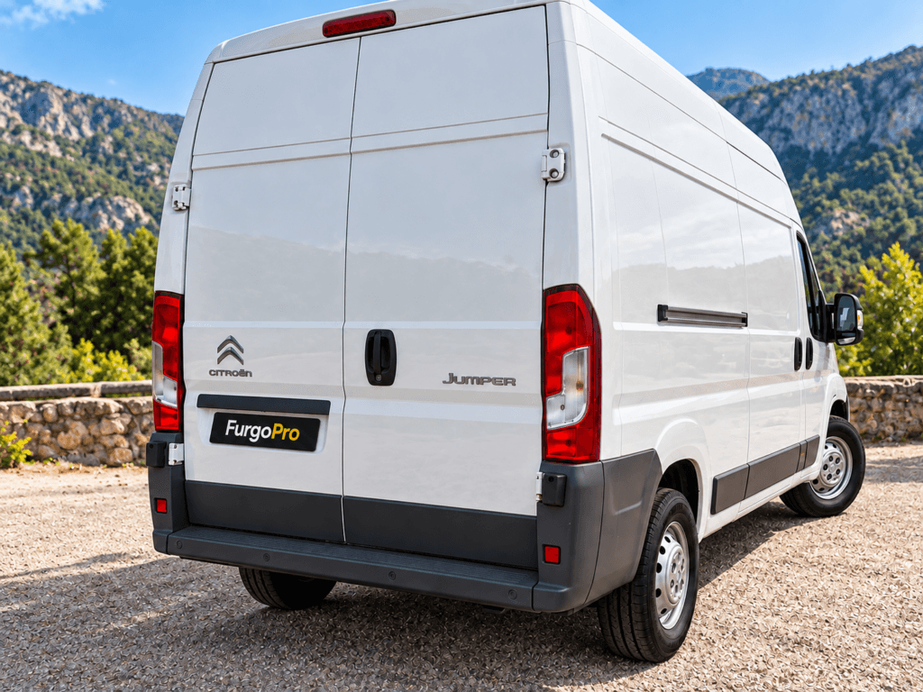 citroen jumper l3h3 BlueHDi 130 con pocos kilometros y vista trasera
